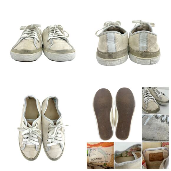 Coach (6.5) Elen Womens Cream Sneakers Shoes Well Worn Y2K - Picture 13 of 13